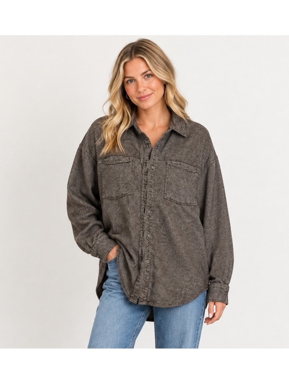 Aerie Size Large Oversized Chocolate Brown Flannel Button Up Shirt